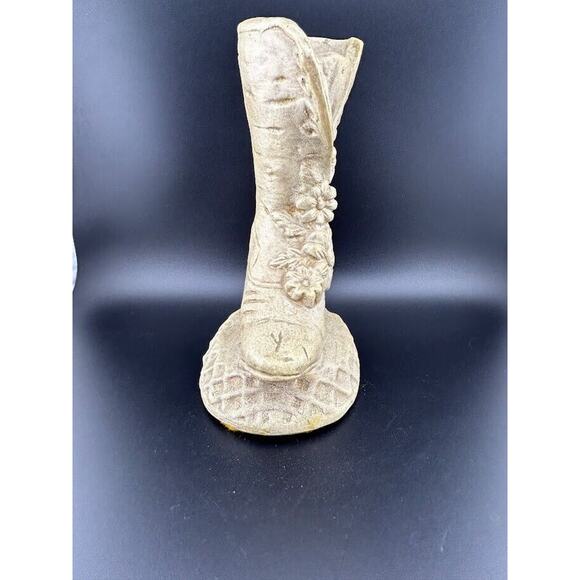 Vintage Ceramic Lace Up Boot with Floral Accents with Felt Bottom Unique - Picture 2 of 6